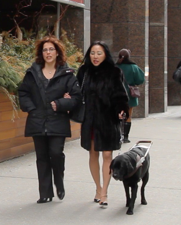 Woman using a service animal